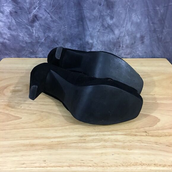 Michael Kors Size 8M Black Suede Peep Toe Platform Heels - Picture 6 of 6